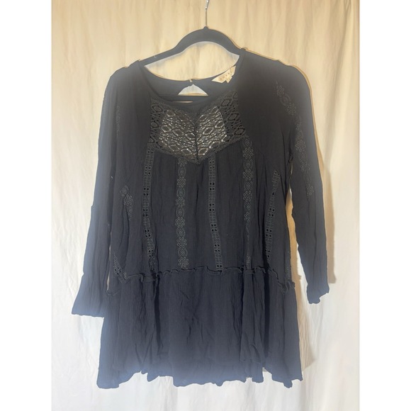 Adiva Tops - Adiva Women's Black Rayon Round Neck Long Sleeve Casual Top Blouse‎ Size M HH14